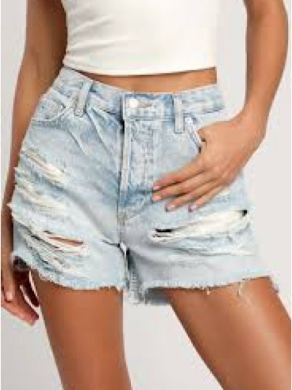 We the free Maggie distressed denim shorts button front closure Sz 25
